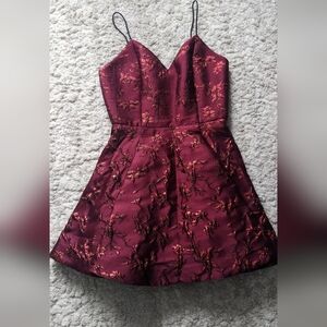 Alice + Olivia Burgundy Floral Mini Dress